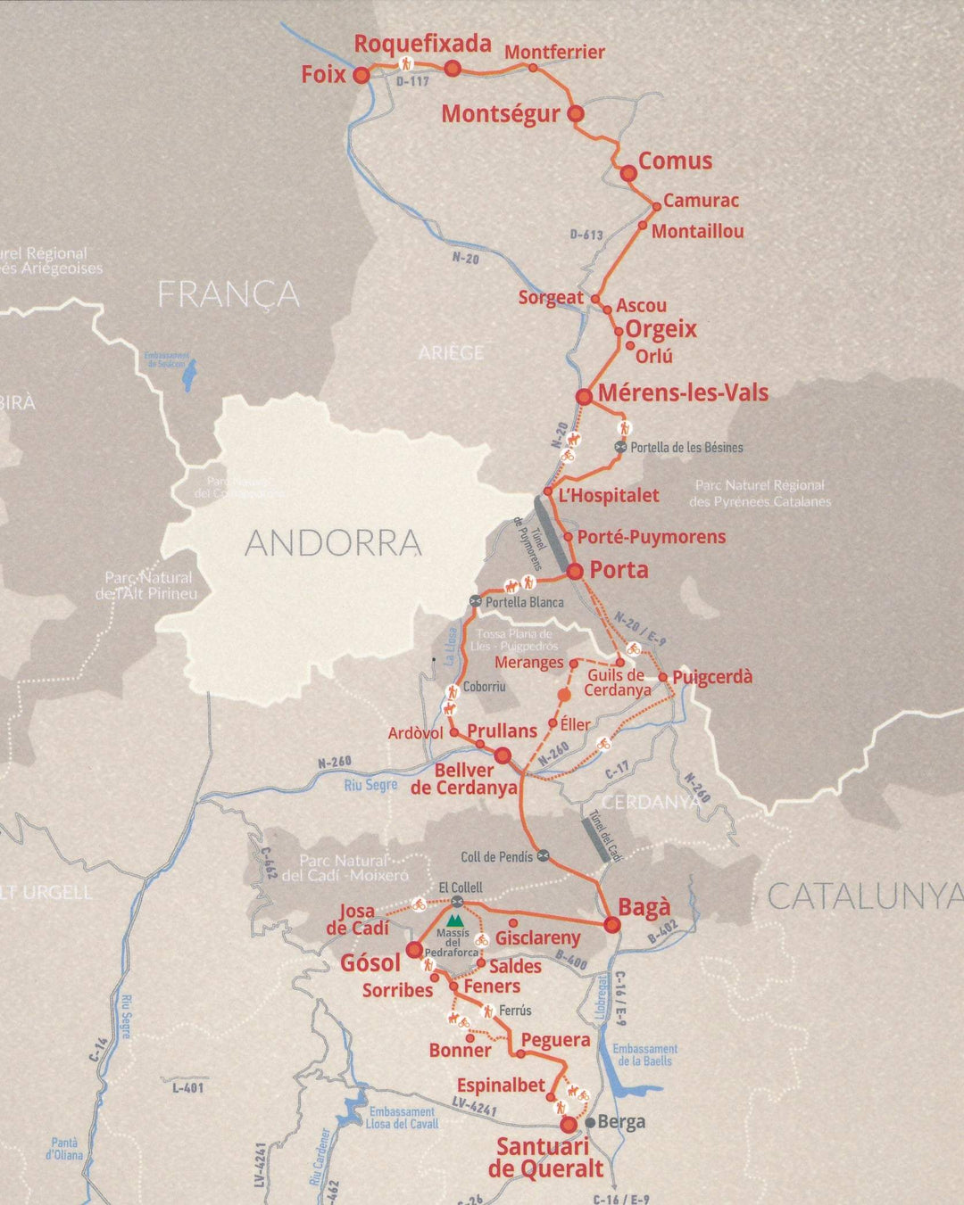 Jeu de 6 carte de randonnée du Chemin des Bonshommes - de Berga à Foix (Pyrénées orientales) | Editorial Alpina - La Compagnie des Cartes