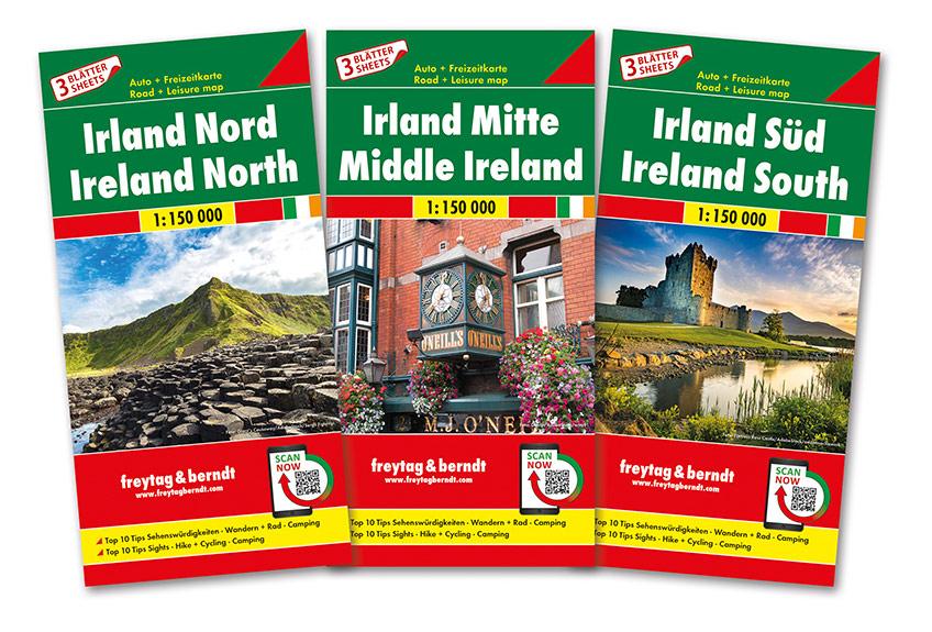 Lots de 3 cartes détaillées - Irlande | Freytag & Berndt carte pliée Freytag & Berndt 