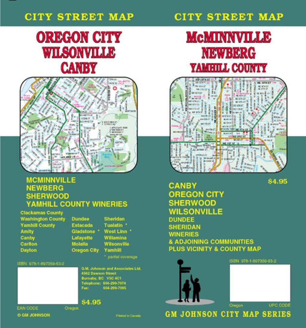 McMinnville - Newberg - Oregon City - Canby - Wilsonville and Yamhill County - Oregon | GM Johnson Road Map 