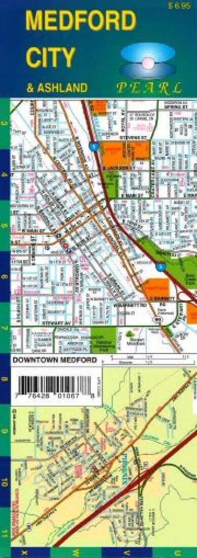 Medford and Ashland - Oregon - Pearl Map - laminated | GM Johnson Road Map 