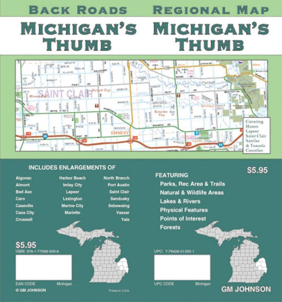 Michigan's Thumb - Back Roads | GM Johnson Road Map 