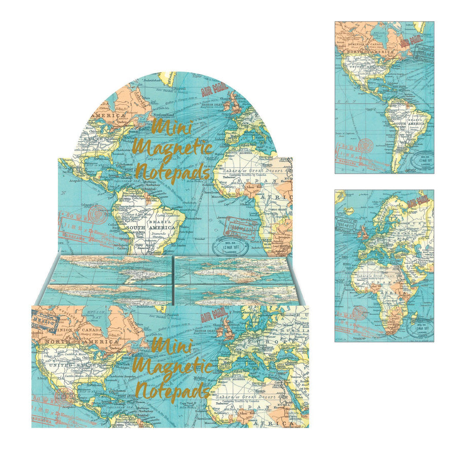 Mini carnet magnétique | Robert Frederick accessoire de voyage Robert Frederick vintage blue map 