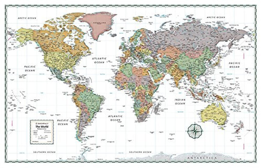 World Political, Premium Tyvek, Wall Map by Rand McNally