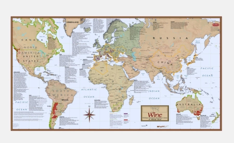 World - Essential Viticultural Zones (Wine) | Vinmaps Wall Map Paper 