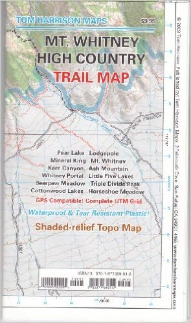 Mount Whitney High Country Trail Map by Tom Harrison Maps