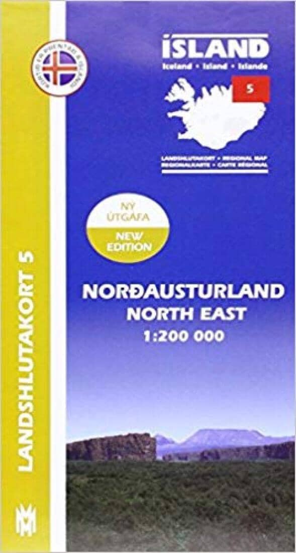 North East Iceland - Regional Map 5 - 1:200,000 | Mal og menning Road Map 