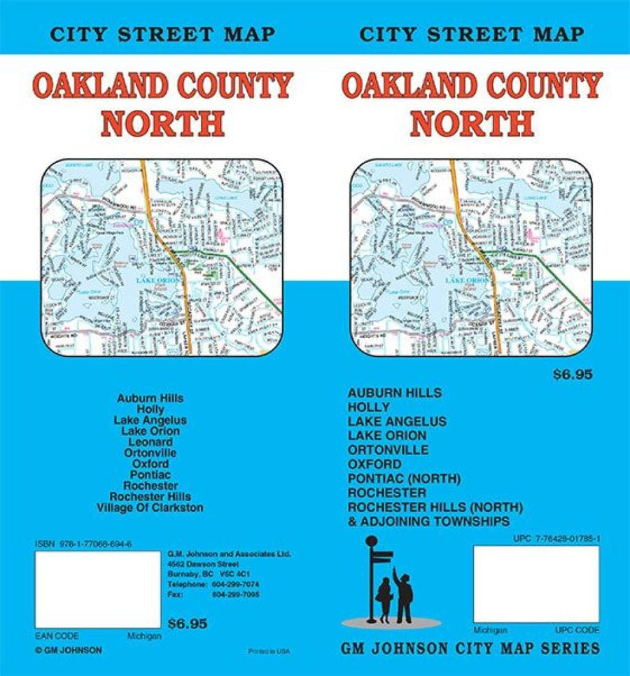 Oakland County : North : city street map | GM Johnson carte pliée 