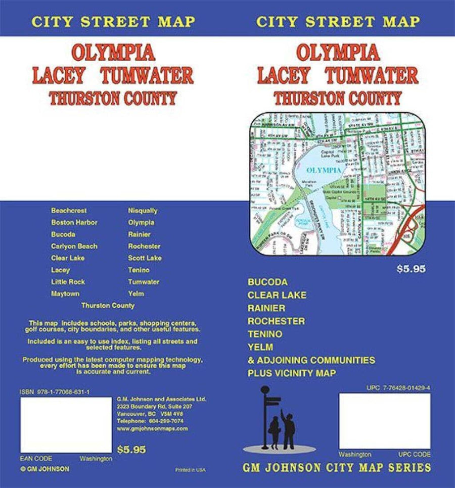 Olympia - Lacey - Tumwater and Thurston County - Washington | GM Johnson Road Map 