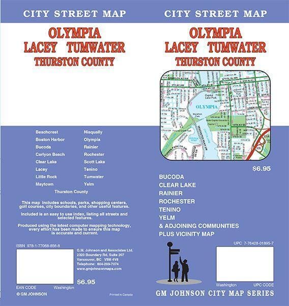 Olympia - Lacey - Tumwater et le comté de Thurston - Washington | GM Johnson carte pliée GM Johnson 