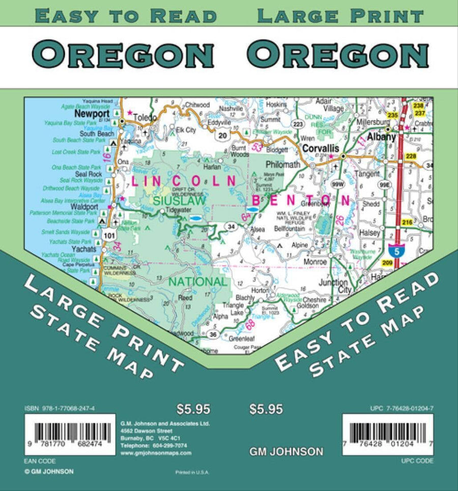 Oregon - large print | GM Johnson Road Map 