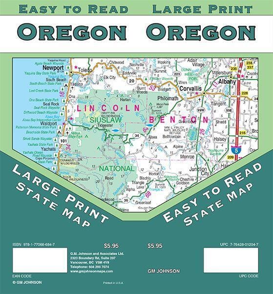 Oregon, gros caractères | GM Johnson carte pliée GM Johnson 