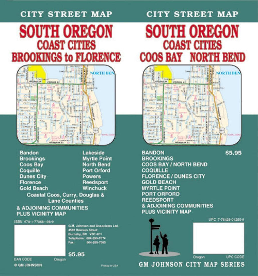 Oregon - South with Coast Cities - Coos Bay and North Bend | GM Johnson Road Map 