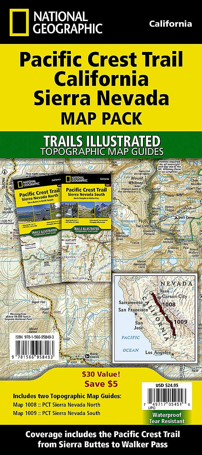 Pacific Crest Trail: California Sierra Nevada [Map Pack Bundle] | National Geographic carte pliée 