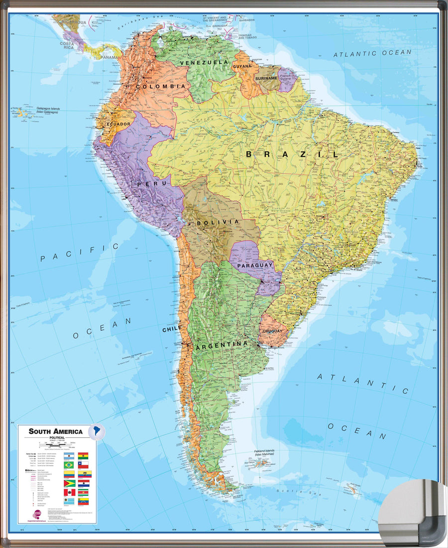 Panneau épinglable (en anglais) - Amérique du Sud politique - 120 x 100 cm | Maps International panneau épinglable Maps International 