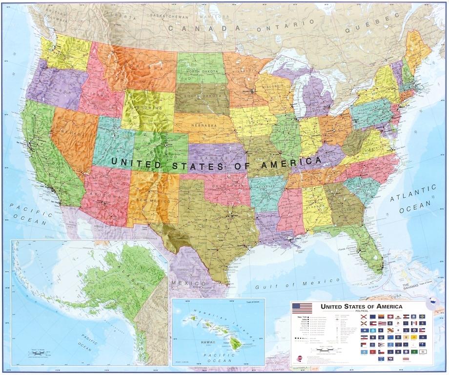 Panneau épinglable (en anglais) - USA politique - 120 x 100 cm | Maps International panneau épinglable Maps International 