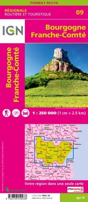 Panneau magnétique - Bourgogne-Franche-Comté - 142 x 102 cm | IGN panneau magnétique IGN 