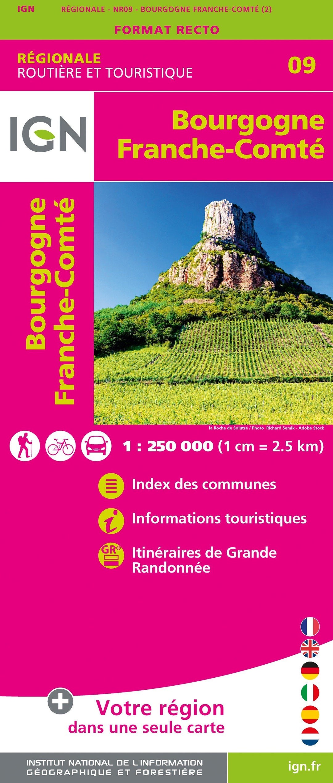 Panneau magnétique - Bourgogne-Franche-Comté - 142 x 102 cm | IGN panneau magnétique IGN 