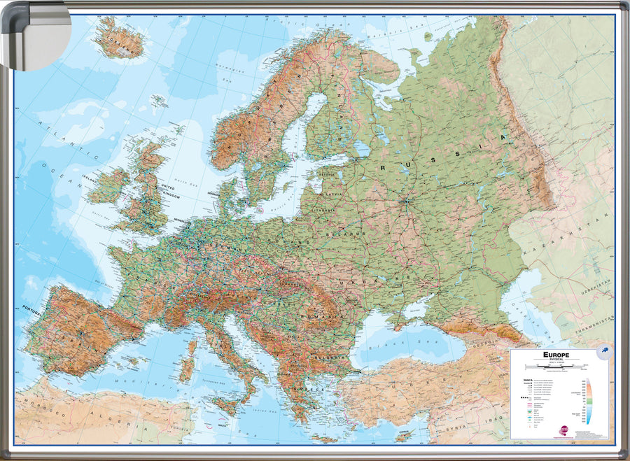 Panneau magnétique (en anglais) - Europe physique - 136 x 98 cm | Maps International panneau magnétique Maps International 