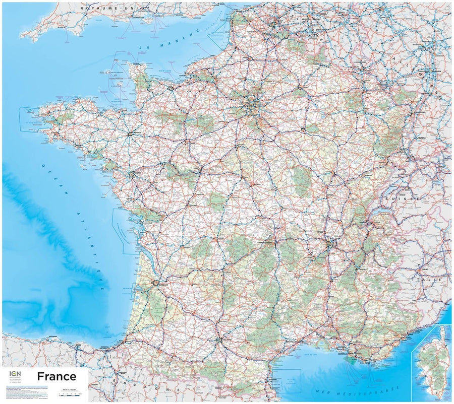 Panneau magnétique - France - 110 x 100 cm  IGN – La Compagnie des Cartes  - Le voyage et la randonnée