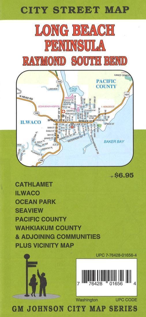 Long Beach Peninsula - Raymond and South Bend - Washington | GM Johnson Road Map 