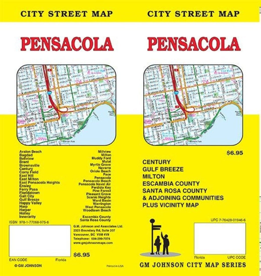 Pensacola : City Street Map | GM Johnson carte pliée 
