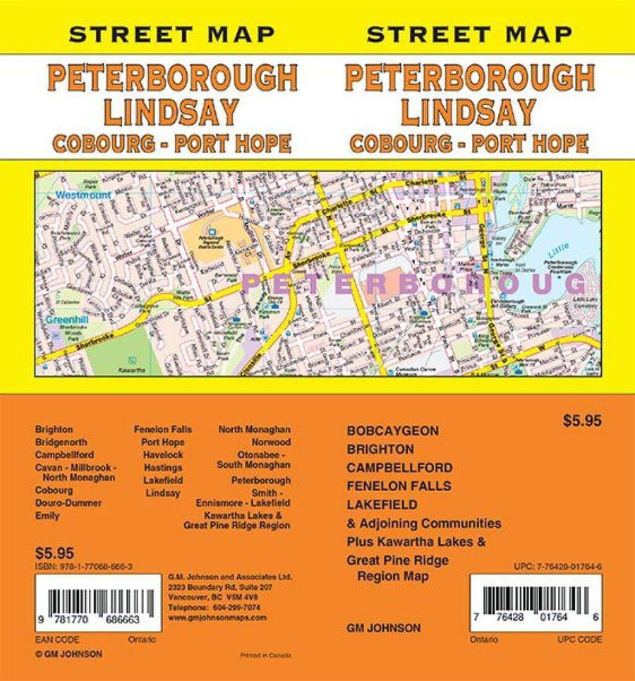 Peterborough / Lindsay / Coburg / Port Hope - Ontario Street Map | GM Johnson Road Map 