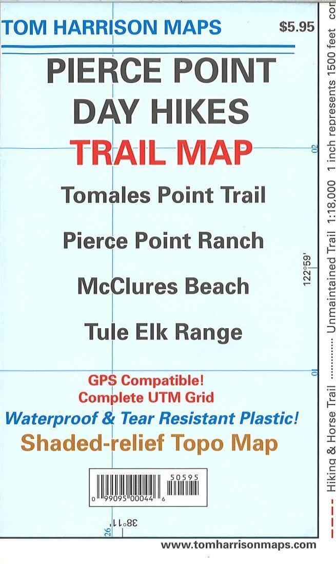 Pierce Point Day Hikes Trail Map | Tom Harrison Maps Hiking Map 