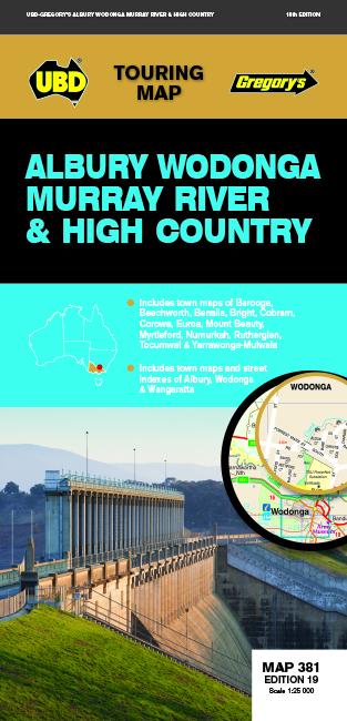 Plan & Carte régionale - Albury, Wodonga, Murray River & High country (Victoria), n° 381 | UBD Gregory's carte pliée UBD Gregory's 