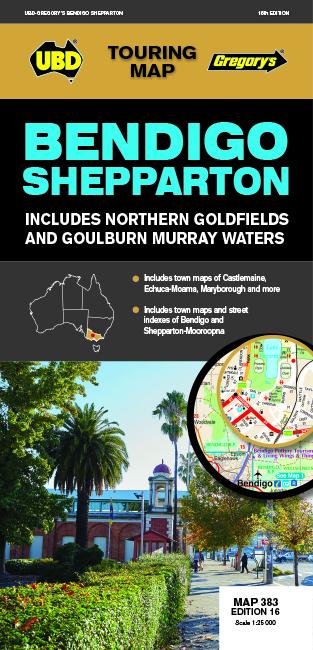 Plan & Carte régionale - Bendigo, Shepparton (Victoria), n° 383 | UBD Gregory's carte pliée UBD Gregory's 