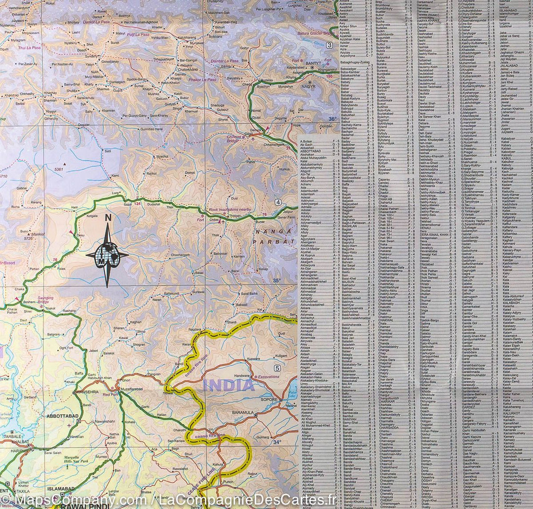Plan de Kaboul et Carte du Khyber Pass | ITM carte pliée ITM 