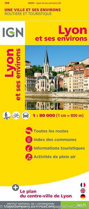 Plan de Lyon & environs | IGN carte pliée IGN 