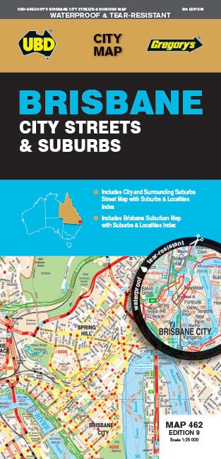 Plan de ville - Brisbane City Streets & Suburbs, n° 462 | UBD Gregory's carte pliée UBD Gregory's 