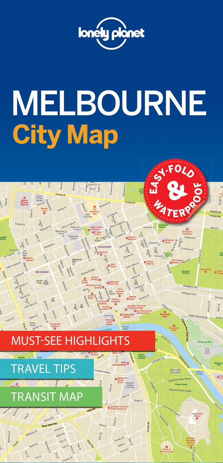 Plan de ville (en anglais) - Melbourne | Lonely Planet carte pliée Lonely Planet 