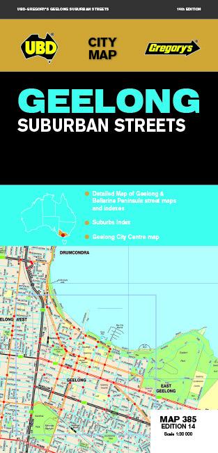 Plan de ville - Geelong Suburban Streets, n° 385 | UBD Gregory's carte pliée UBD Gregory's 