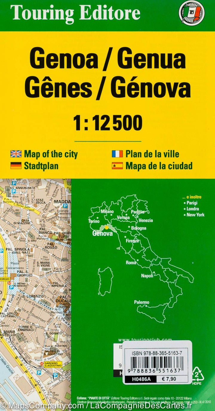 Plan de ville - Gênes (Italie) | Touring Club Italiano carte pliée Touring 