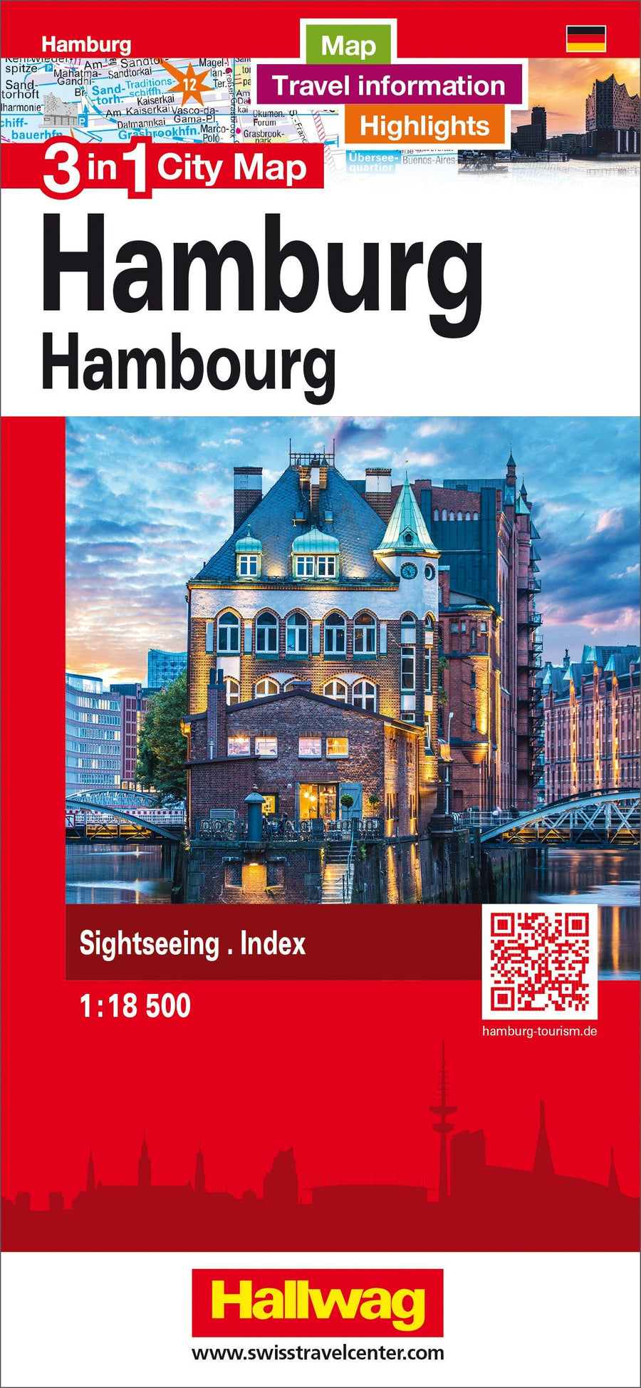 Plan de ville - Hambourg | Hallwag - 3 in 1 City maps carte pliée Hallwag 