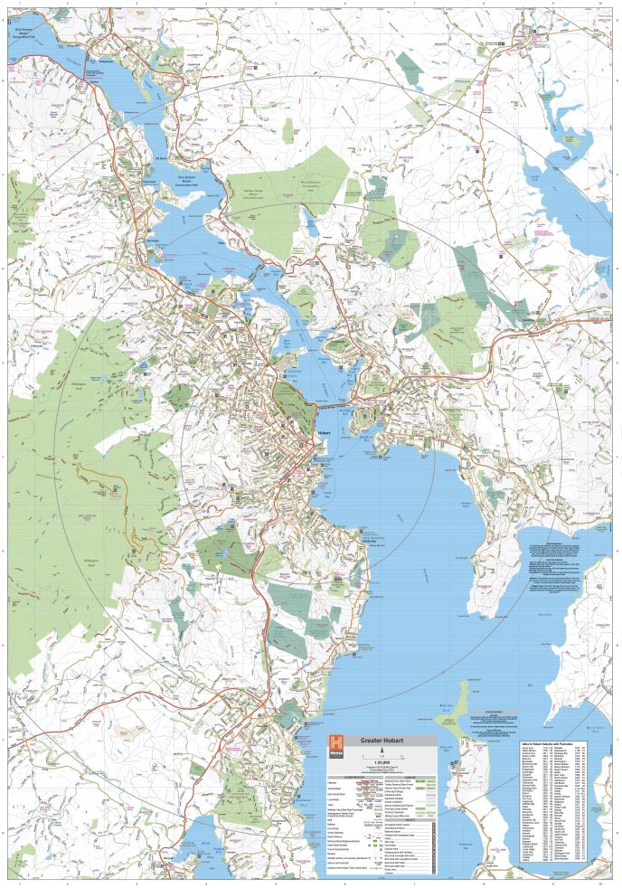 Plan de ville - Hobart et environs (Tasmanie) | Hema Maps carte pliée Hema Maps 