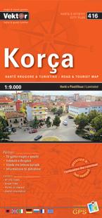 Plan de ville - Korça (Albanie), n° 416 | Vektor carte pliée Vektor 
