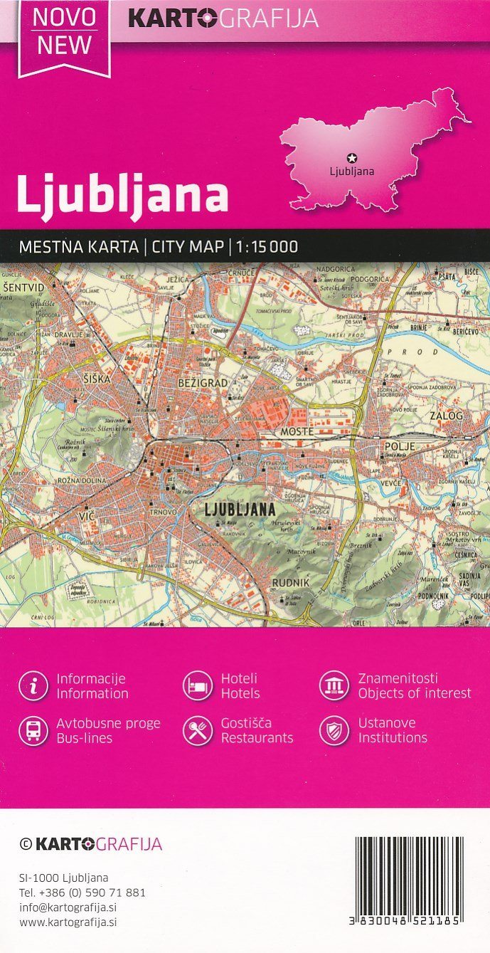 Plan de ville - Ljubljana (Slovénie) | Kartografija carte pliée Kartografija 