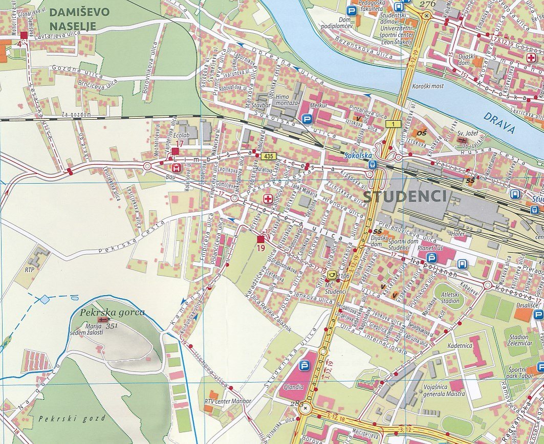 Plan de ville - Maribor (Slovénie) | Kartografija carte pliée Kartografija 