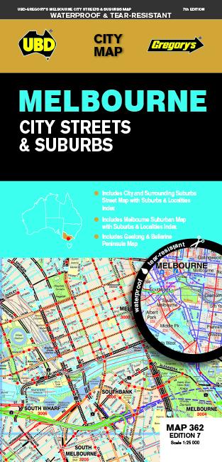 Plan de ville - Melbourne City Streets & Suburbs, n° 362 | UBD Gregory's carte pliée UBD Gregory's 