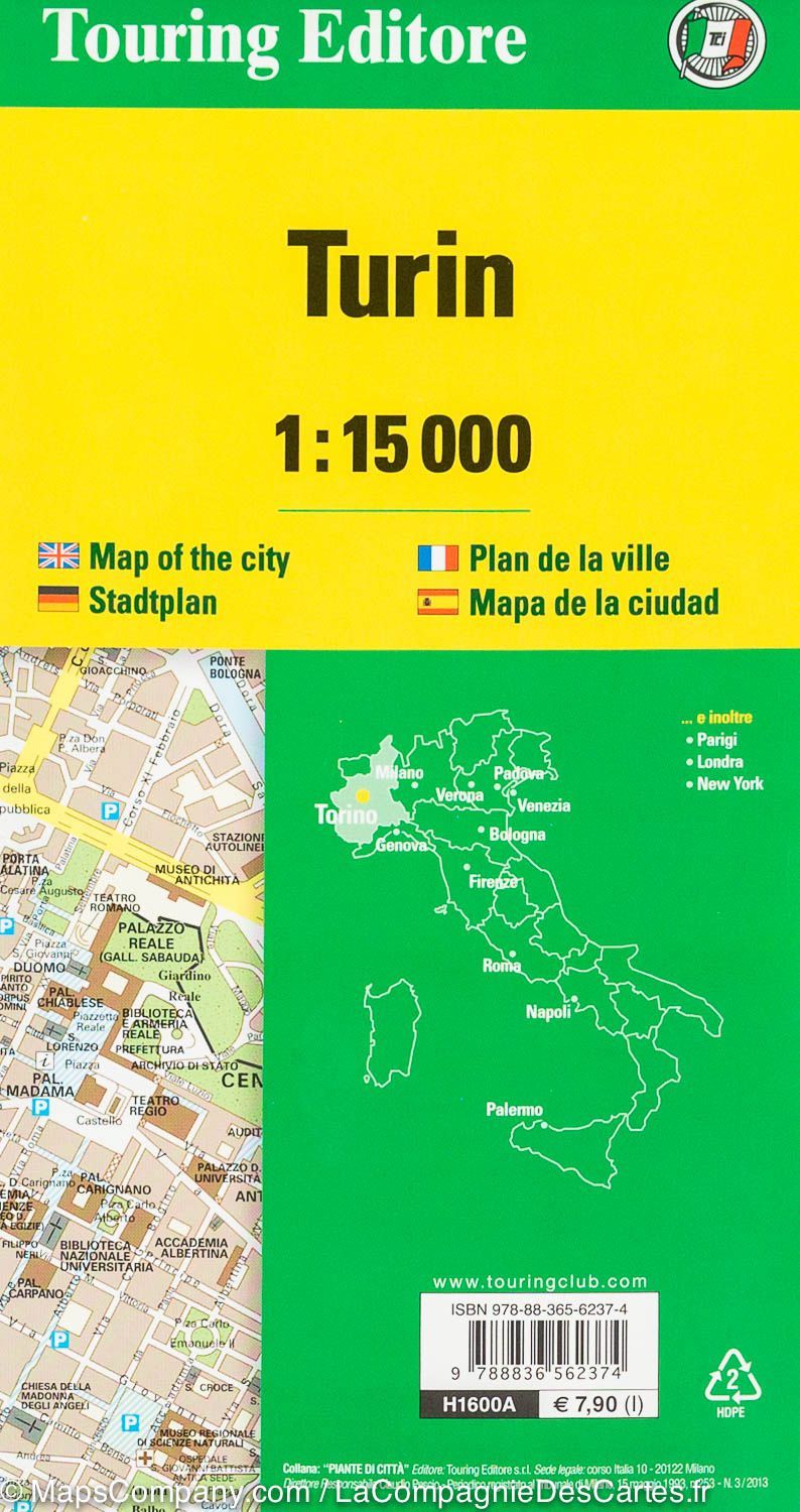 Plan de ville - Turin (Italie) | Touring Club Italiano carte pliée Touring 