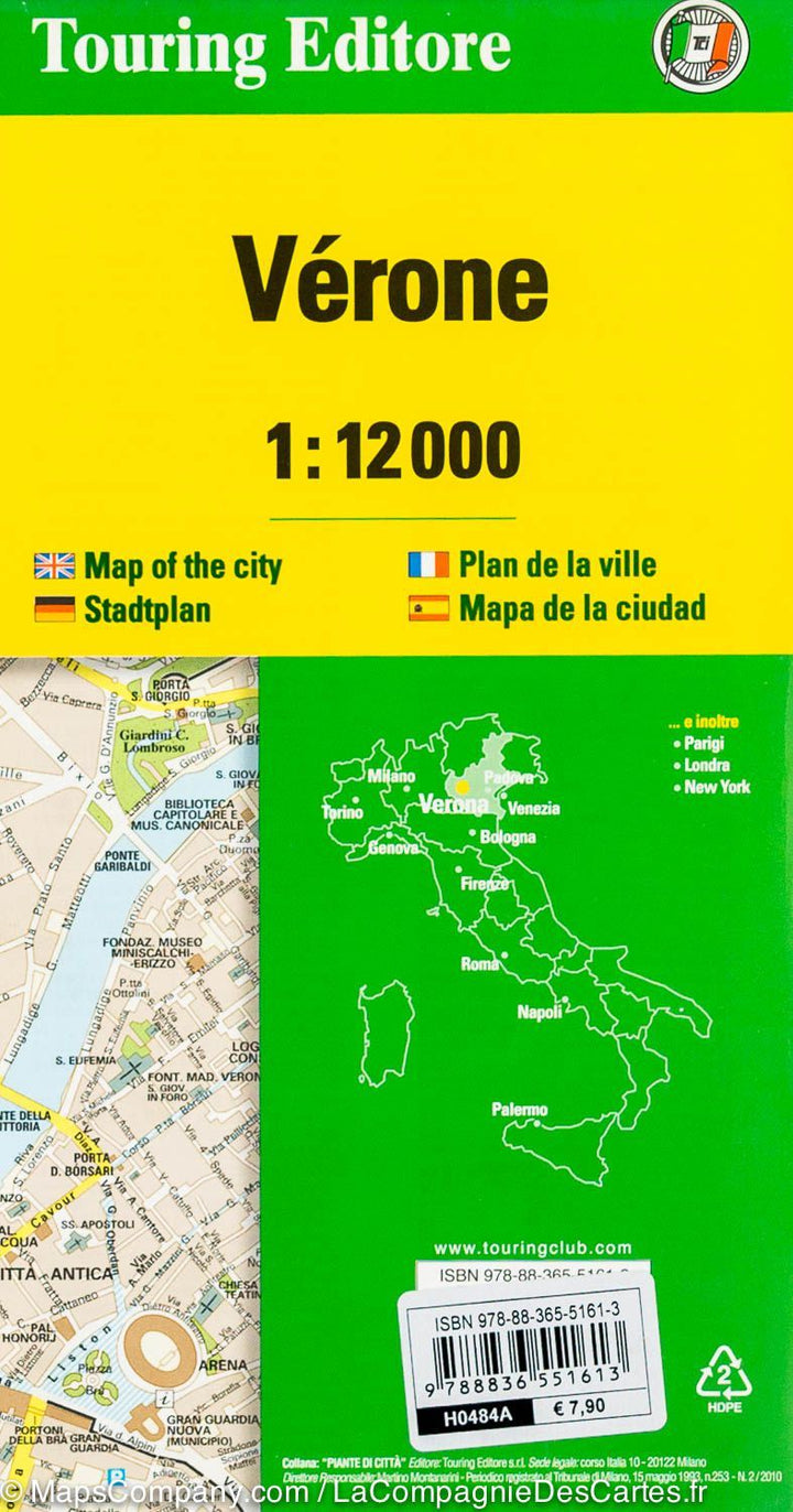 Plan de ville - Vérone (Italie) | Touring Club Italiano carte pliée Touring 