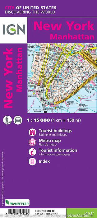 Plan détaillé - New York - Manhattan | IGN carte pliée IGN 