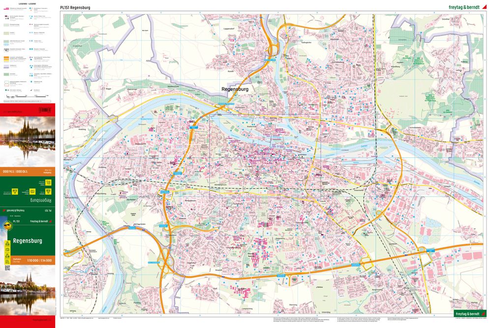 Plan détaillé - Ratisbonne / Regensburg (Bavière) | Freytag & Berndt carte pliée Freytag & Berndt 