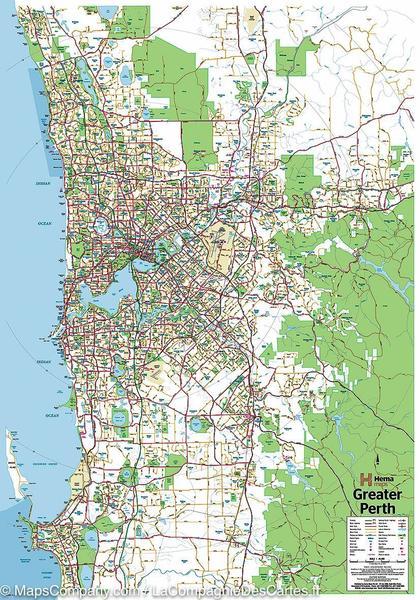 Plan - Perth et sa région (Australie Occidentale) | Hema Maps carte pliée Hema Maps 