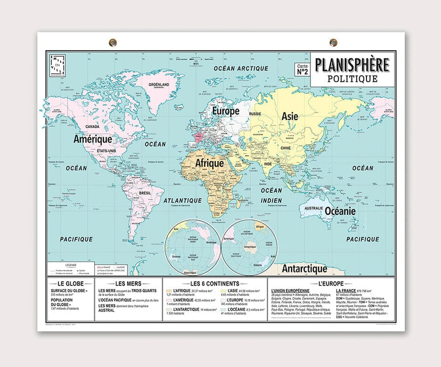 Planisphère Relief - Planisphère politique - Carte murale: 3133090518753:  Collectif: Books 