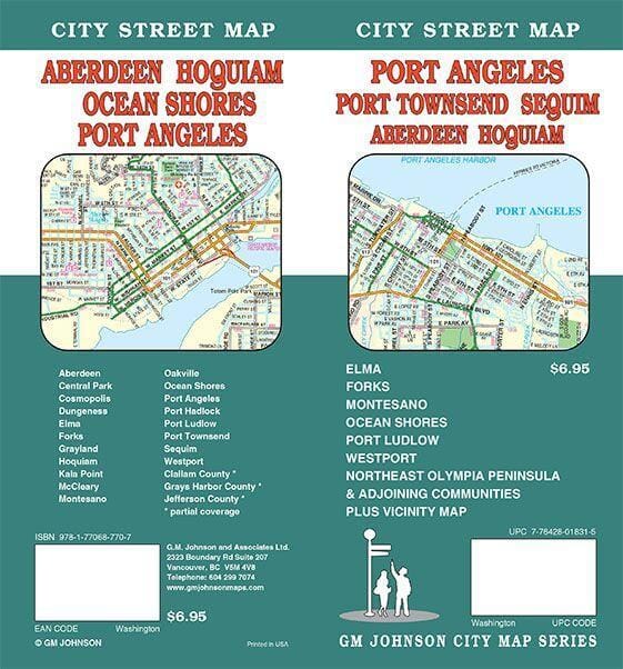 Port Angeles - Port Townsend - Sequim - Aberdeen and Hoquiam - Washington | GM Johnson Road Map 