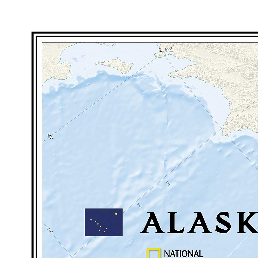 Poster (en anglais) - Alaska - 103 x 77 cm | National Geographic carte murale petit tube National Geographic 