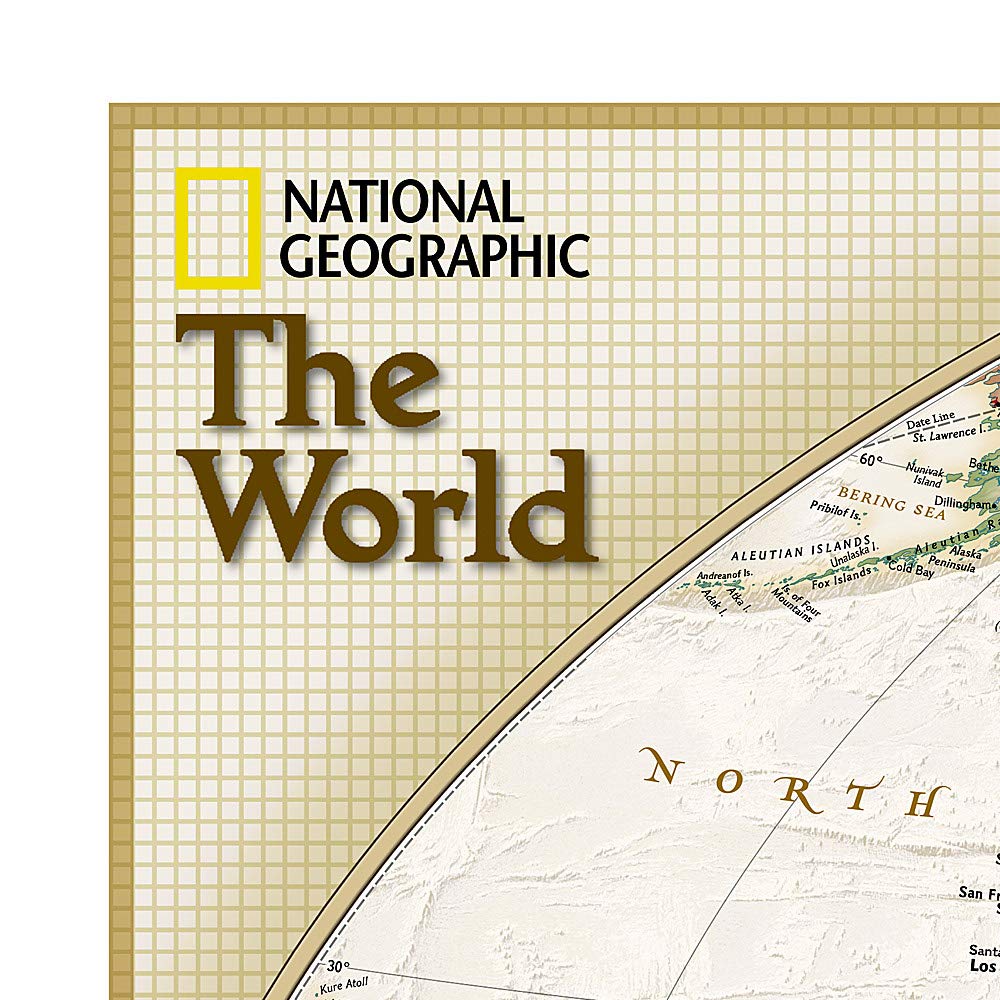 Poster (en anglais) - Monde politique "explorer", style antique - 82 x 51 cm | National Geographic carte murale petit tube National Geographic 
